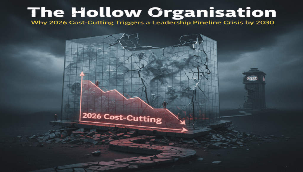 The Hollow Organisation: Why 2026 Cost-Cutting Triggers a Leadership Pipeline Crisis by 2030